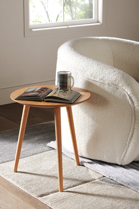 Viola 20\" Modern Round End Table – Natural Oak
