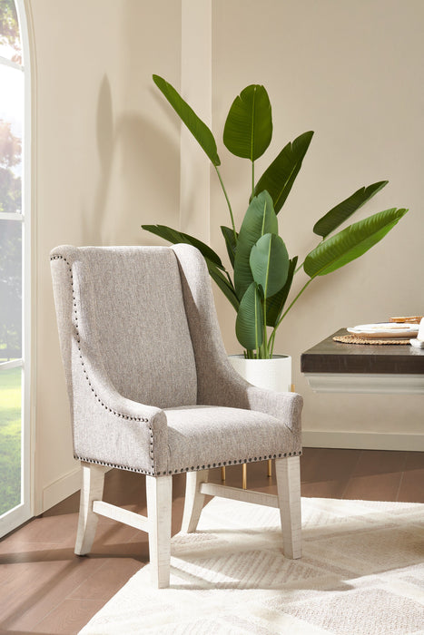 Willow Wingback Dining Chair with Polyester Fabric & Nailhead Trim - Brown