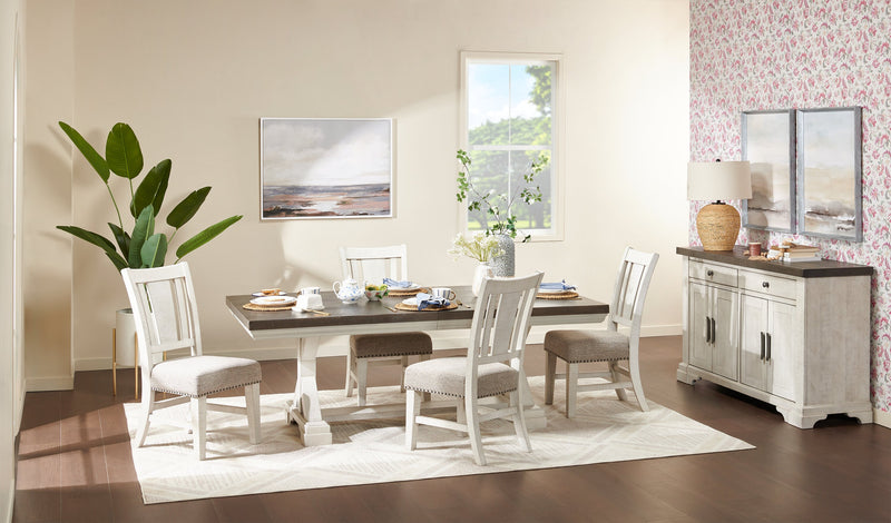 Willow Dining Chair with Cushion Fabric Seat & Nailhead Trim - Rustic White