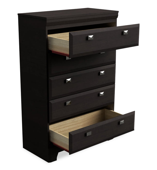 Yorkdale Bedroom Chest of Drawers, 5-Drawer, 31.1\"W x 47.4\"H, Made in Canada - Brown