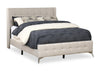 Zara Upholstered Bed in Beige Linen-Look Fabric - Button Tufted - Queen Size