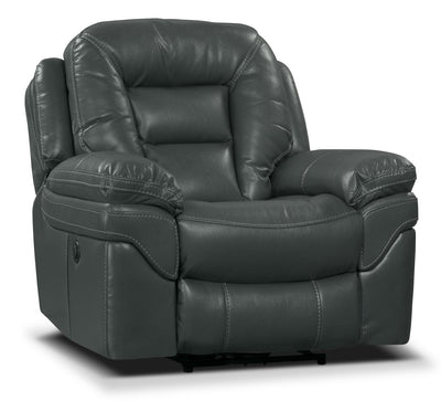 Leo 41" Leather-Look Fabric Power Reclining Chair - Grey | Fauteuil à inclinaison électrique Leo de 41 po en tissu d’apparence cuir - gris