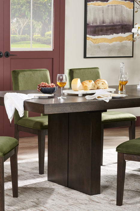 Zelda Dining Table with Pedestal Base, 78-96\"W - Espresso Brown