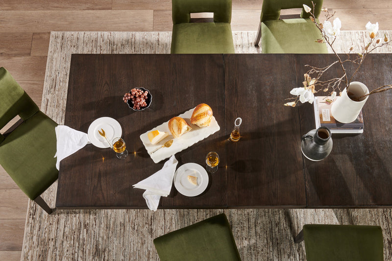 Zelda Dining Table with Pedestal Base, 78-96\"W - Espresso Brown