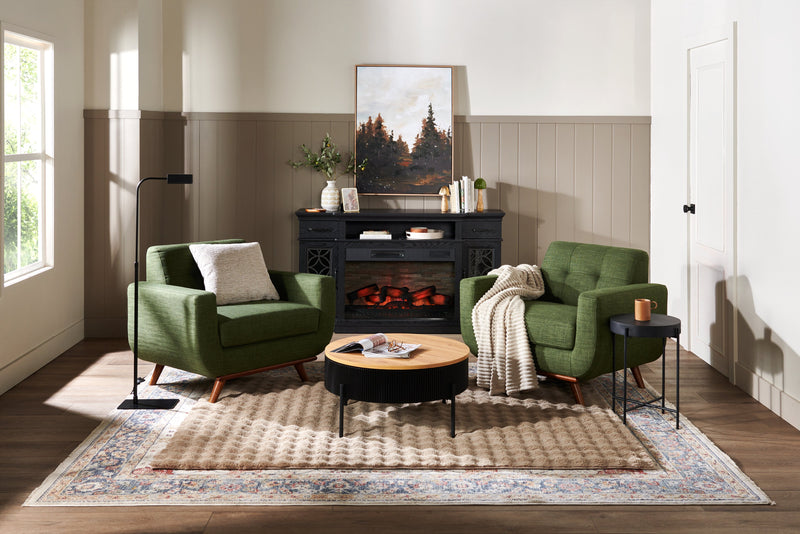 Zenith 64\" Electric Fireplace TV Stand with Storage for TVs up to 70\" - Black