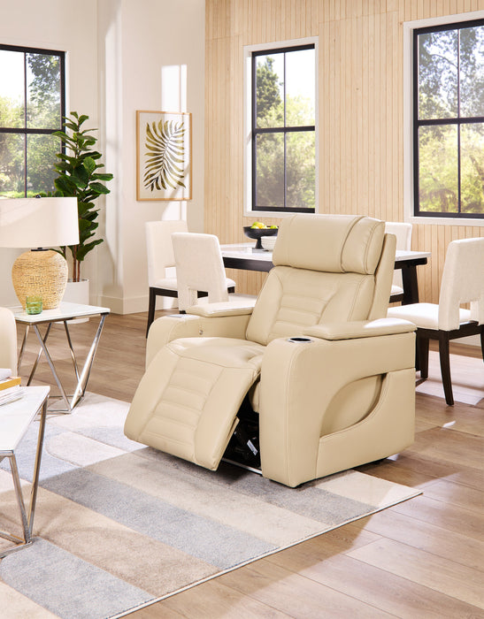 Zen 40\" Faux Leather Power Reclining Massage Chair with Power Headrest and Heated Seat - Apricot