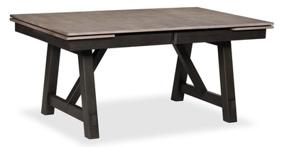 Zao Dining Table with 66-94"W Extension, Melamine, Trestle Base - Brown | Table de salle à manger Zao de 66 po à 94 po (L) en mélamine avec rallonge avec base à tréteaux - brune