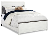 Zoey Panel Bed, Two-tone White & Brown - Queen Size 