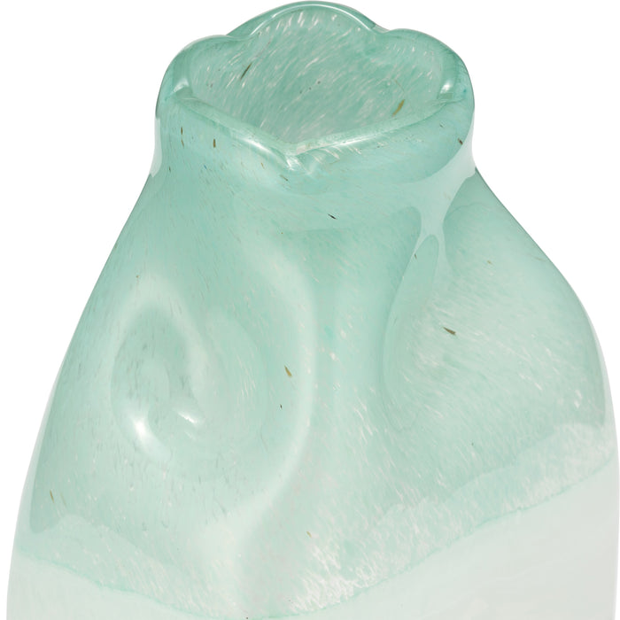 Aqua Haze 10\" Glass Bottle Vase