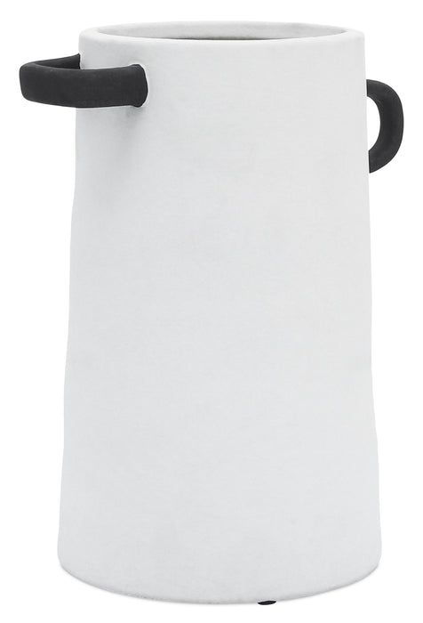Ivory 9\" Ceramic Eared Vase