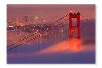 San Francisco Golden Gate Bridge In Fog 24x36 Wall Art Frame And Fabric Panel