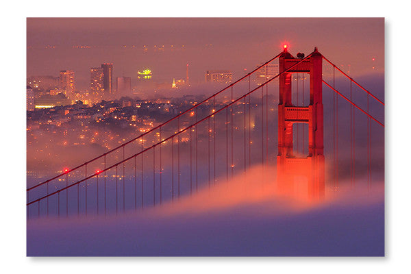 San Francisco Golden Gate Bridge In Fog 24x36 Wall Art Frame And Fabric Panel