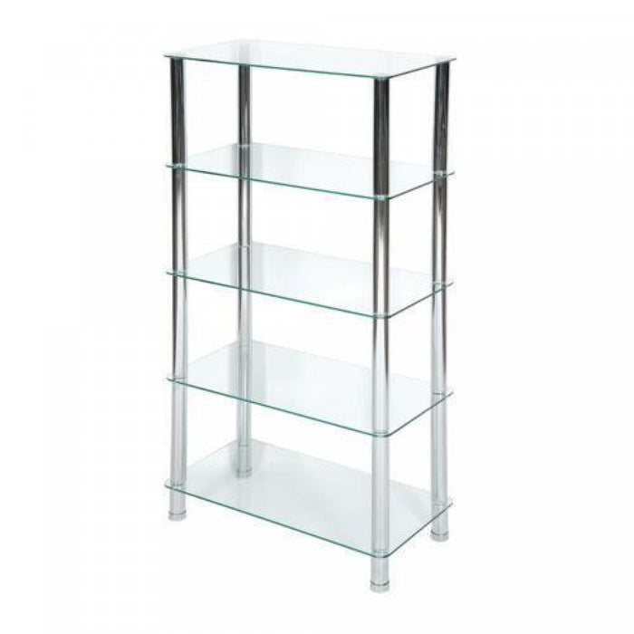 Niam 5-tier Chrome Rectangular Frosted Glass Stand