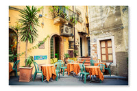 Street Cafe In Taormina 16x24 Wall Art Frame And Fabric Panel