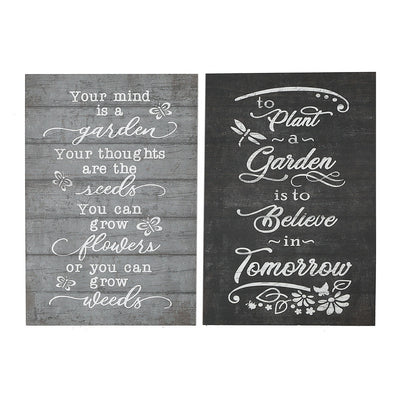Wood Wall Sign Inspirational Garden Quote - Set of 2|Panneau mural inspirant en bois avec citation sur le jardin en anglais - ensemble de 2