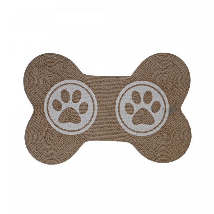 Braided Cotton Bone Shape Pet Mat Double Paw Floormat