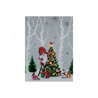 LED Canvas Wall Art Gnome Decorating Tree 12 x 16 Wall Decor