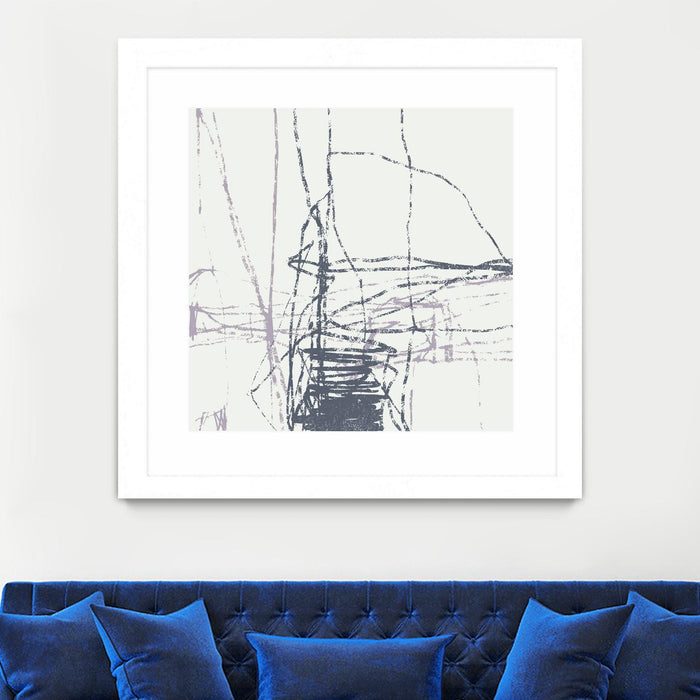 \"Chalk Doodles G\" Matted and Framed White 36x36 Wall Art