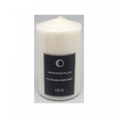 2.75" x 5" Unscented Pillar White - Set of 2 Candle|Chandelle pilier blanche non parfumée de 2,75 po x 5 po - ensemble de 2 chandelles