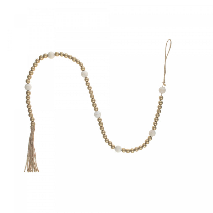 Dual Wood Bead Garland Gold Christmas Ornaments