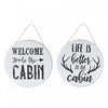 Round Metal Wall Sign Cabin - Set of 2