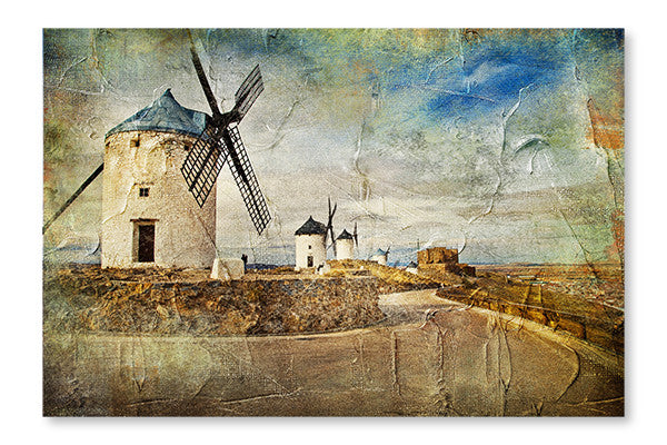 Windmills Of Spain 16x24 Wall Art Frame And Fabric Panel