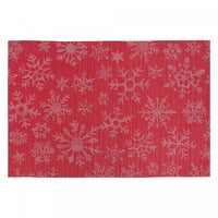 Vinyl Placemat White Snowflake on Red - Set of 12