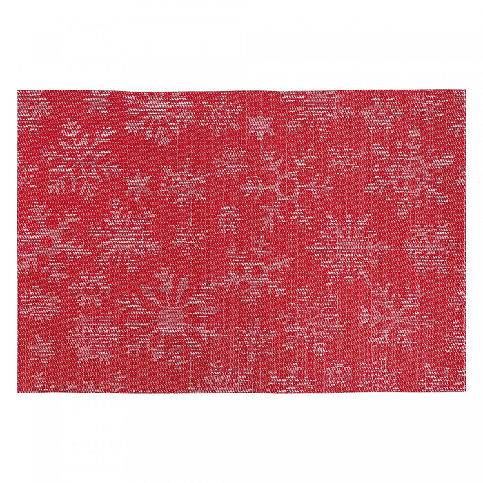 Vinyl Placemat White Snowflake on Red - Set of 12