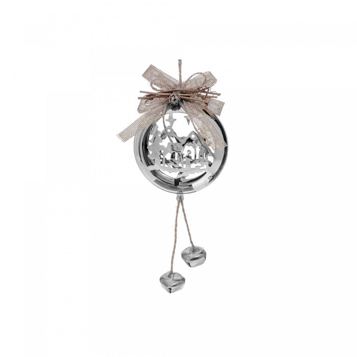 Metal Round Scenic Ornament Silver - Set of 6 Christmas Ornaments