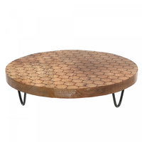 Mango Wood Honeycomb Round Cake Stand 12