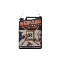 Embossed Metal Wall Sign Repair Open 24 Hours Wall Decor