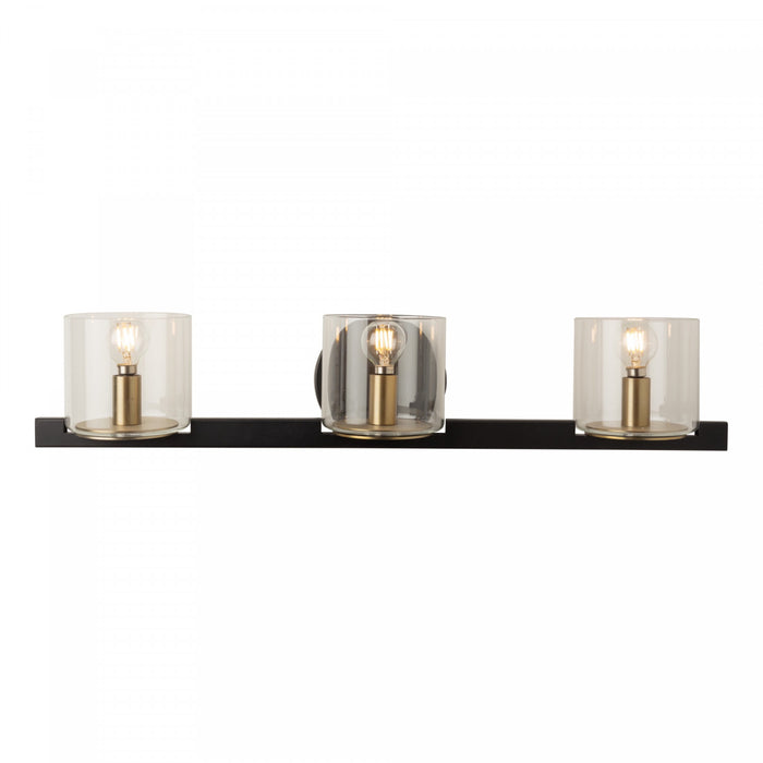 Salinas Black & Brass 3-Light Bathroom Vanity Light
