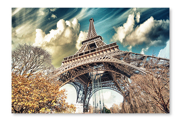 Wonderful Street View Of Eiffel Tower 28x42 Wall Art Frame And Fabric Panel