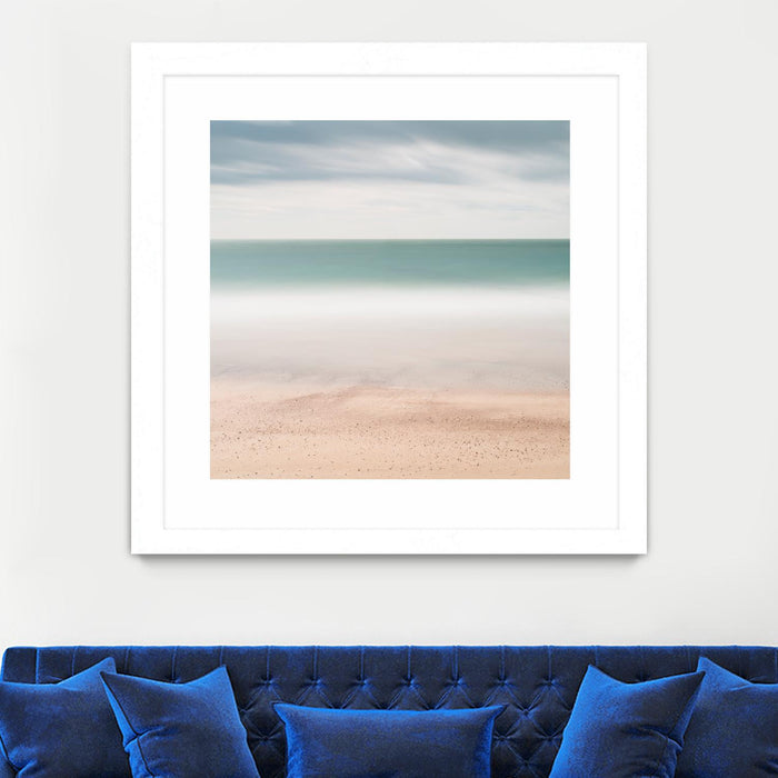 \"Beach, Sea, Sky\" Matted and Framed White 36x36 Wall Art