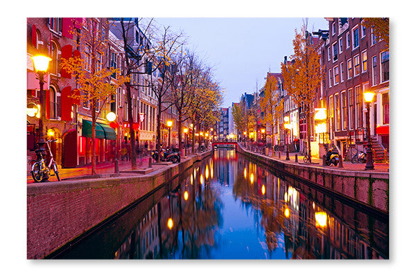 City Scenic From Amsterdam In The Netherlands 16x24 Wall Art Frame And Fabric Panel