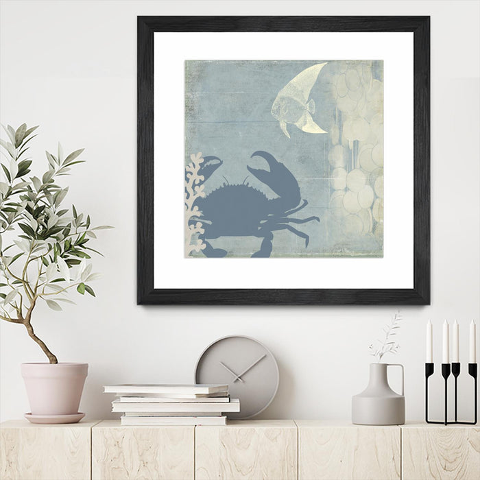 \"Ocean Life Ii\" Matted and Framed Black 36x36 Wall Art