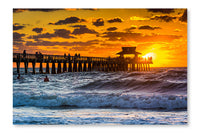 Sunset Over The Fishing Pier And Gulf Of Mexico 28x42 Wall Art Frame And Fabric Panel