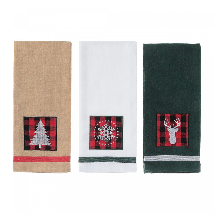 Embedded Buffalo Print on Solid Cotton Kitchen Towel Kitchen Linen