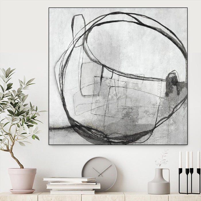 \"Lucent Sphere\" Canvas Framed Black 20x20 Wall Art