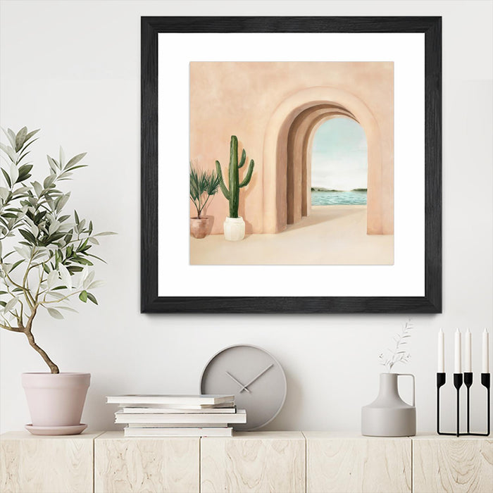 \"Coastal Arch\" Matted and Framed Black 36x36 Wall Art