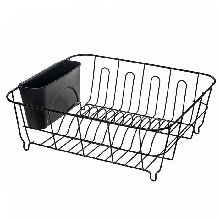 Sink Rack with Cutlery Holder Black
