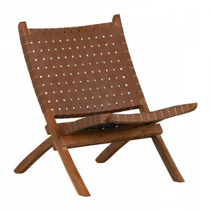 Balka Woven Leather Lounge Chair - Brown