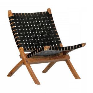 Balka Woven Leather Lounge Chair - Matte Black