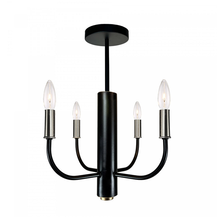 Verona 4-Light Brushed Nickel Black Semi-Flush Mount