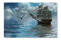 Sailboat On Sea 16x24 Wall Art Frame And Fabric Panel