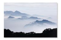 Mountains With Trees And Fog In Monochrome Colour 28x42 Wall Art Frame And Fabric Panel