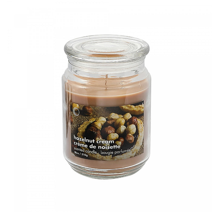 18 Oz Scented Jar with Glass Lid Hazelnut Cream - Set of 2 Candle