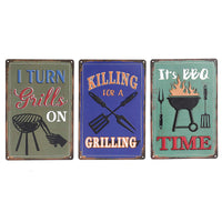 Metal Embossed Wall Sign BBQ Time - Set of 3 Wall Decor