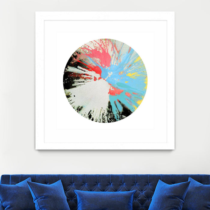 \"Spin Art 10\" Matted and Framed White 30x30 Wall Art