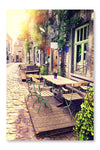 Cafe Terrace In Small European City 24x36 Wall Art Frame And Fabric Panel